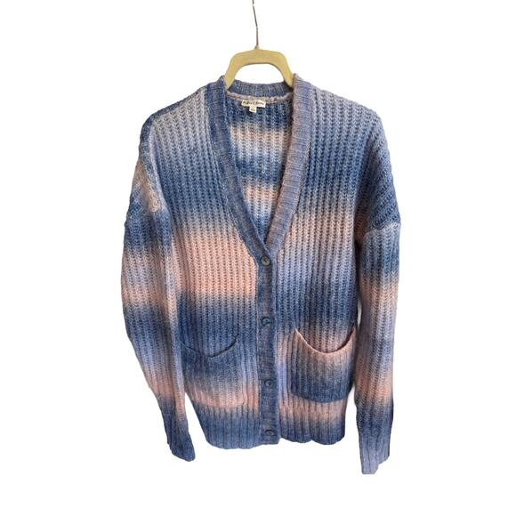 For Love and Lemons Celeste Cardigan Sweater Tie Dye Size Large Pink Blue - Picture 6 of 10